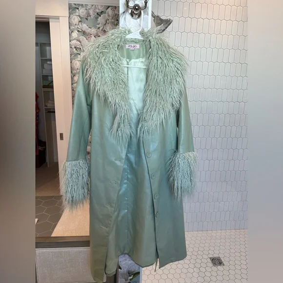 verge girl sage leather shag coat - Picture 5 of 6